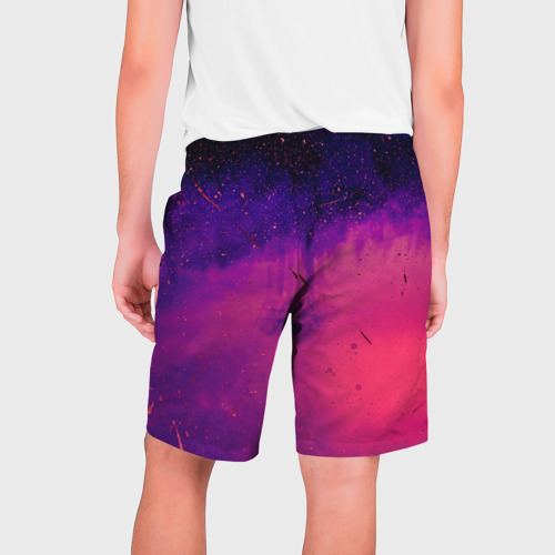 Мужские шорты 3D с принтом Фиолетовый космос, вид сзади #1