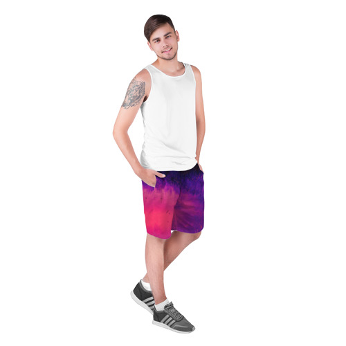 Мужские шорты 3D с принтом Фиолетовый космос, фото на моделе #1