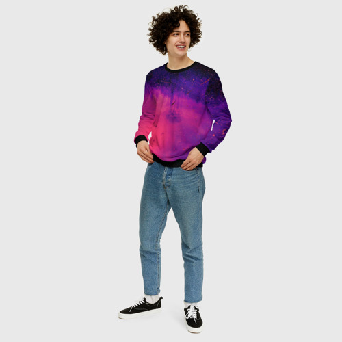 Мужской свитшот 3D с принтом Фиолетовый космос, вид сбоку #3