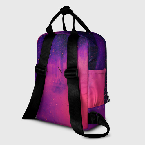 Женский рюкзак 3D с принтом Фиолетовый космос, вид сзади #1