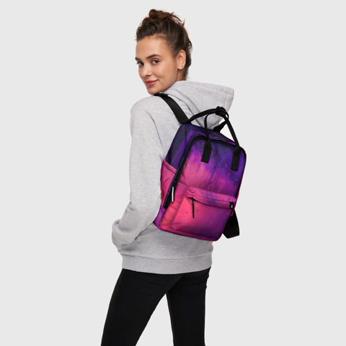 Женский рюкзак 3D с принтом Фиолетовый космос, вид сбоку #3