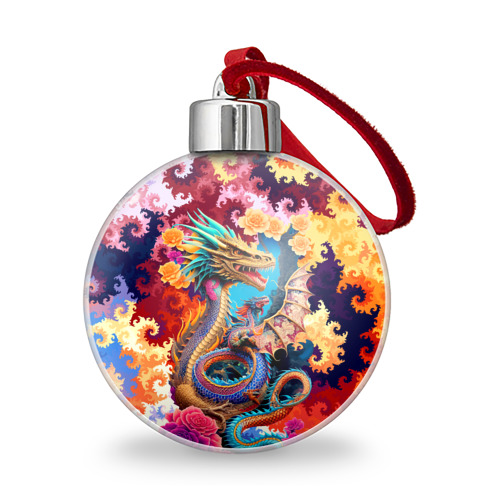 Ёлочный шар с принтом Japan dragon - art, вид спереди №1