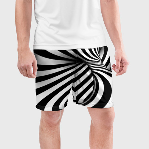 Мужские шорты спортивные Оптические иллюзии зебра, цвет 3D печать - фото 3