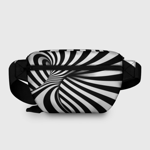 Поясная сумка 3D с принтом Оптические иллюзии зебра, вид сзади #1