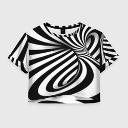 Женская футболка Crop-top 3D Оптические иллюзии зебра