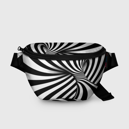 Поясная сумка 3D с принтом Оптические иллюзии зебра, вид спереди #2