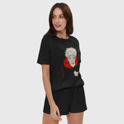 Женская пижама с шортиками хлопок Магическая битва Итадори и Двуликий - фото 2