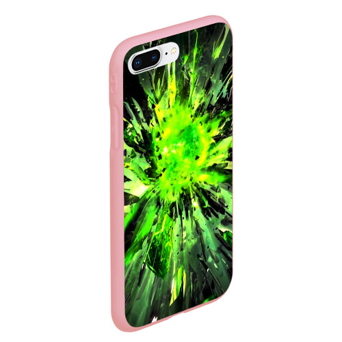 Чехол для iPhone 7Plus/8 Plus матовый с принтом Fractal green explosion, вид сбоку #3