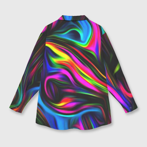 Женская рубашка oversize 3D с принтом Неон кистью краски, вид сзади #1