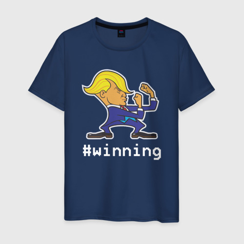 Мужская футболка из хлопка с принтом Trump winning, вид спереди №1