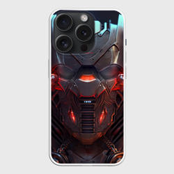 Чехол силиконовый для Apple iPhone 15 Pro матовый Панцирь киборга  - доспех