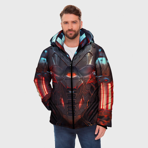 Мужская зимняя куртка 3D Панцирь киборга, цвет светло-серый - фото 3