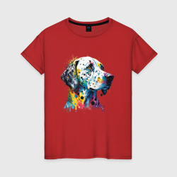 Красочный далматинец – Женская футболка хлопок с принтом купить со скидкой в -20%