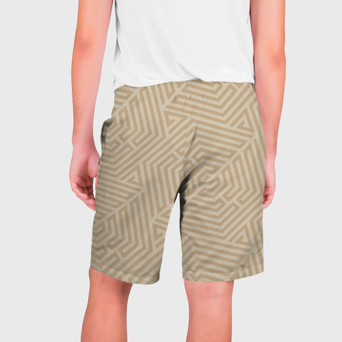 Мужские шорты 3D Бежевый цвет с геометрическим узором, цвет 3D печать - фото 2