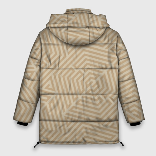 Женская зимняя куртка 3D с принтом Бежевый цвет с геометрическим узором, вид сзади #1