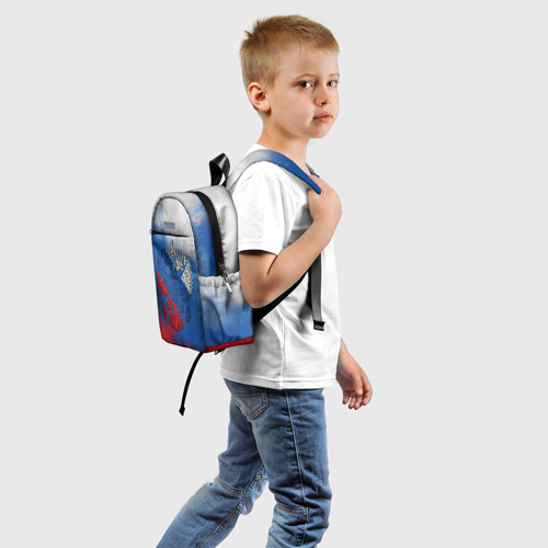 Детский рюкзак 3D с принтом Триколор градиент, вид сзади #1