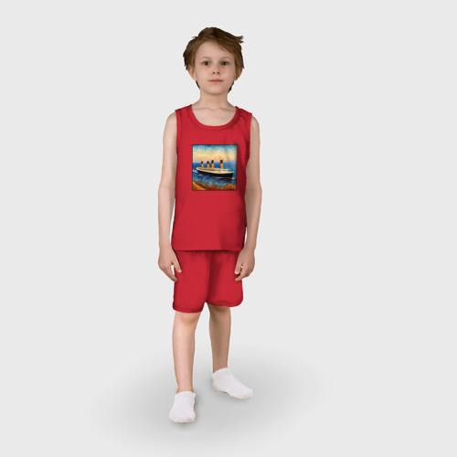 Детская пижама с шортами хлопок Титаник в стиле Ван Гога, цвет красный - фото 3