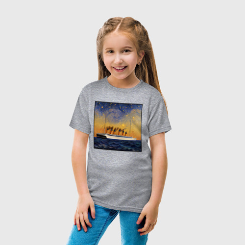 Детская футболка хлопок Титаник в море - Ван Гог, цвет меланж - фото 5