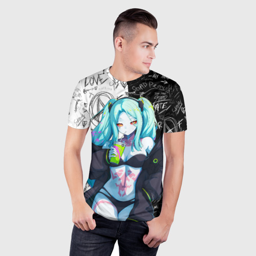 Мужская футболка 3D Slim с принтом Ребекка из Киберпанка 2077, фото на моделе #1