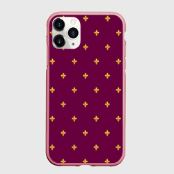 Чехол для iPhone 11 Pro Max матовый Геральдическая лилия на пурпурном фоне
