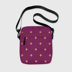 Сумка через плечо 3D Геральдическая лилия на пурпурном фоне