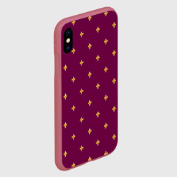 Чехол для iPhone XS Max матовый Геральдическая лилия на пурпурном фоне - фото 2