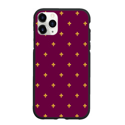 Чехол для iPhone 11 Pro Max матовый Геральдическая лилия на пурпурном фоне