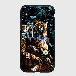 Чехол для iPhone XS Max матовый Тигр боец спецназа