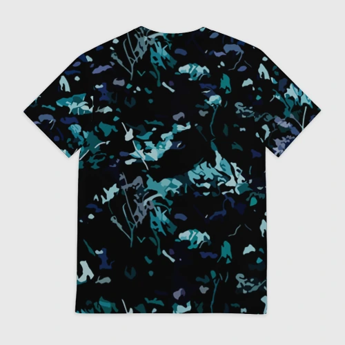 Мужская футболка 3D с принтом Тигр боец спецназа, вид сзади #1