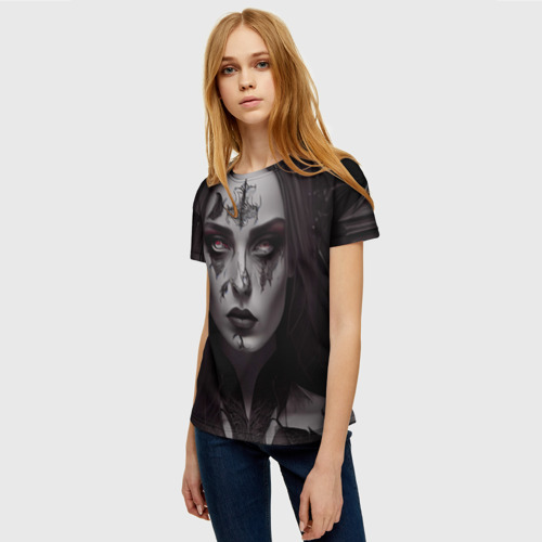 Женская футболка 3D Готическая девушка Джелвира, цвет 3D печать - фото 3