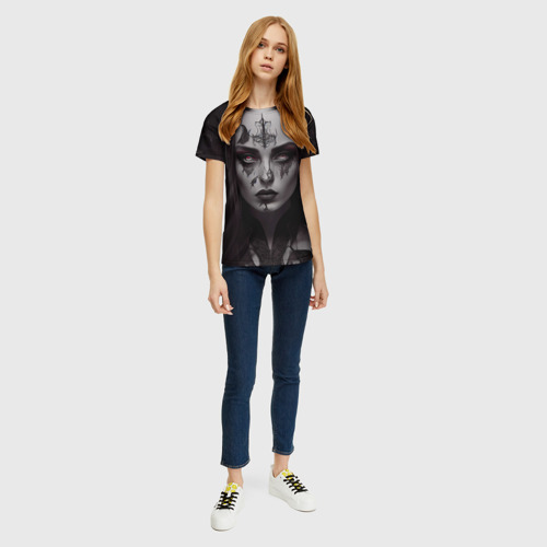 Женская футболка 3D Готическая девушка Джелвира, цвет 3D печать - фото 5