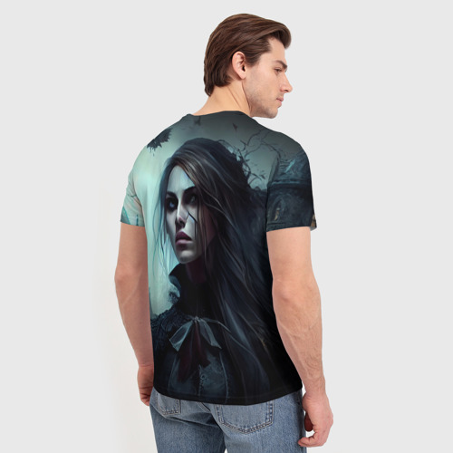 Мужская футболка 3D с принтом Готическая девушка Гэйлавира, вид сзади #2