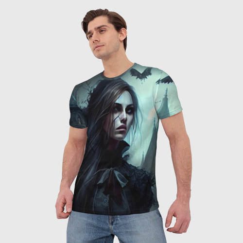 Мужская футболка 3D с принтом Готическая девушка Гэйлавира, фото на моделе #1