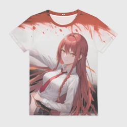 Женская футболка 3D Макима: Человек бензопила - Аниме