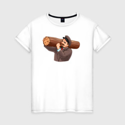 Ленин тащит бревно – Женская футболка хлопок с принтом купить со скидкой в -20%