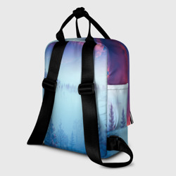 Рюкзак с принтом Horizon landscape для женщины, вид на модели сзади №1. Цвет основы: белый