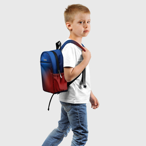 Детский рюкзак 3D с принтом Красно синий градиент, вид сзади #1