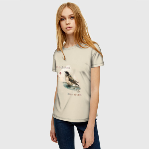 Женская футболка 3D с принтом Каждая птица хочет летать - масло, фото на моделе #1