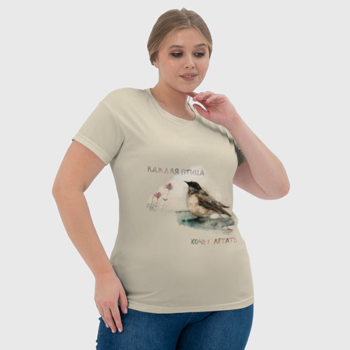 Женская футболка 3D с принтом Каждая птица хочет летать - масло, фото #4