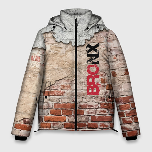 Мужская зимняя куртка 3D с принтом Старая кирпичная стена - Бронкс, вид спереди #2