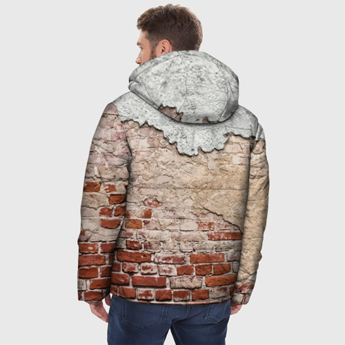 Мужская зимняя куртка 3D с принтом Старая кирпичная стена - Бронкс, вид сзади #2