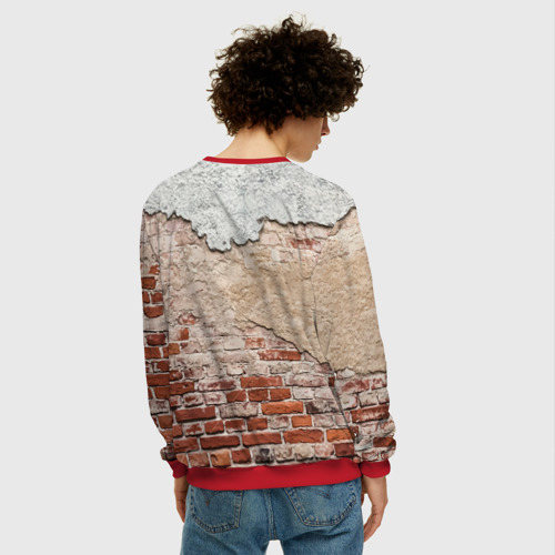 Мужской свитшот 3D с принтом Старая кирпичная стена - Бронкс, вид сзади #2