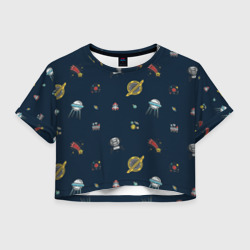 Женская футболка Crop-top 3D Паттерн - галактика