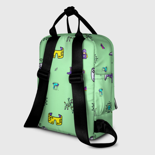 Женский рюкзак 3D с принтом Паттерн - геймер, вид сзади #1