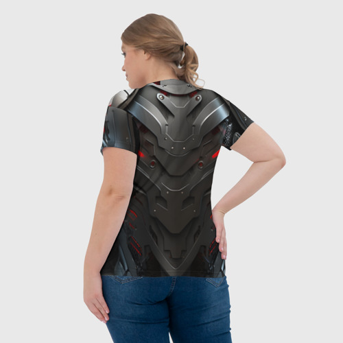 Женская футболка 3D с принтом Женщина киборг, вид сзади #2