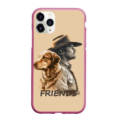 Чехол для iPhone 11 Pro Max матовый с принтом Человек и собака - friends, вид спереди #2