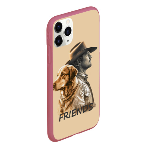 Чехол для iPhone 11 Pro Max матовый с принтом Человек и собака - friends, вид сбоку #3