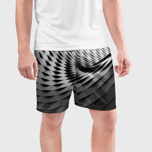 Мужские шорты спортивные с принтом Авангардный модный паттерн, фото на моделе #1
