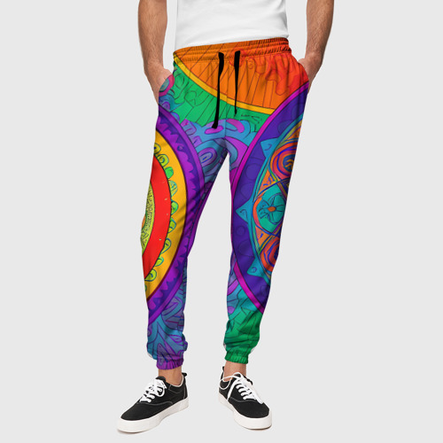 Мужские брюки 3D Красочные этнические орнаменты, цвет 3D печать - фото 4