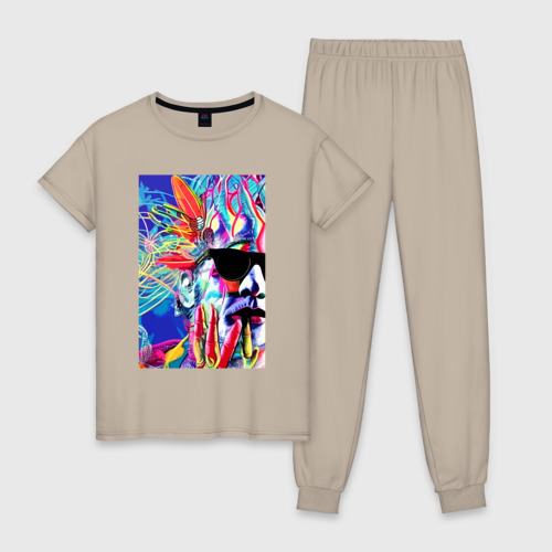 Женская пижама хлопок Andy Warhol - celebrity - pop art, цвет миндальный